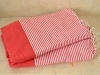 Lot 2x Fouta nid d'abeille Rouge Tomate rayé blanc