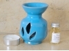 Brûle-Parfum Artisanal Céramique Turquoise + fiole parfum Jasmin
