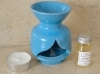 Brûle-Parfum Artisanal Céramique Turquoise + fiole parfum Jasmin