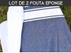 Lot 2x Fouta doublée éponge Bleu Pompadour plate 