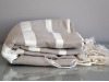 Fouta plate Taupe bandes ivoire