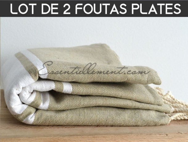 Lot 2x Fouta plate Taupe / Mastic