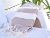 Fouta plate Taupe bandes ivoire