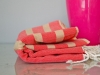 Fouta plate Rouge rayée Beige sable