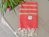Fouta plate Rouge rayée Beige sable