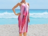 Robe de plage Kuriat rayée Rose / Violet / Blanc en Fouta plate