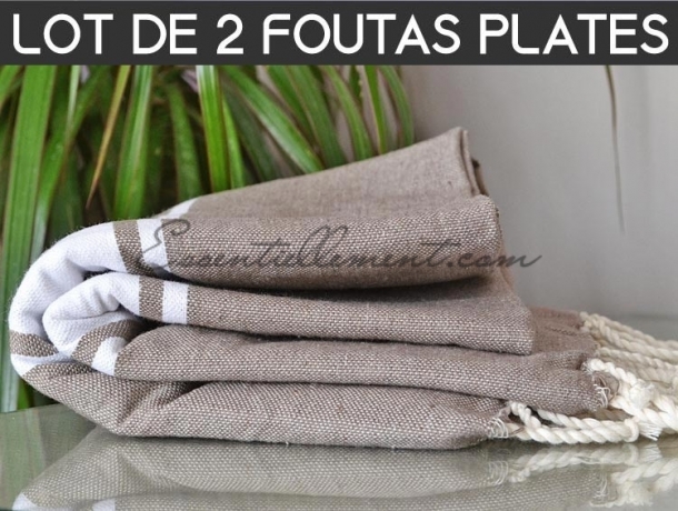 Lot 2x Fouta plate Gris Taupe