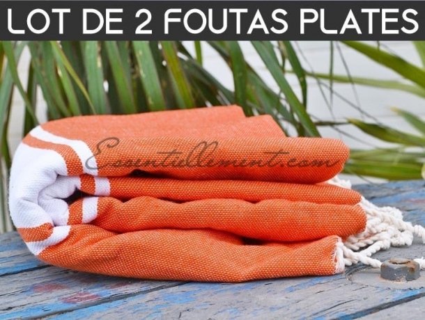 Lot 2x Fouta plate Orange Corail