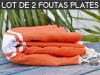 Lot 2x Fouta plate Orange Corail
