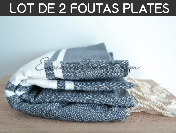 Lot 2x Fouta plate Bleu Jeans Original