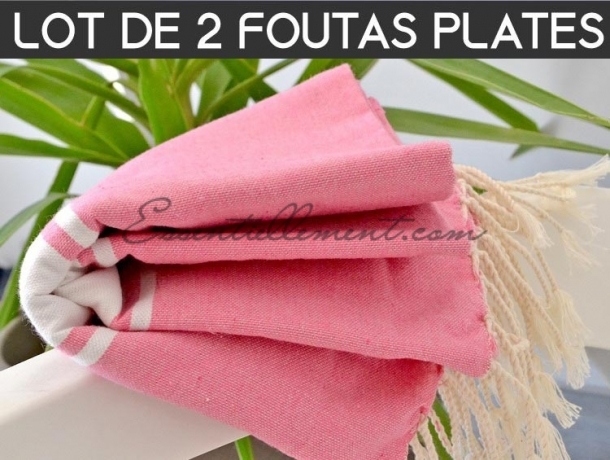Lot 2x Fouta plate Rose Chewing-Gum
