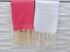Lot 2 Petites serviette Fouta Blanc/Fushia - Nid d'Abeille