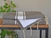Fouta Gris Taupe Doublée Eponge Blanche - Plate